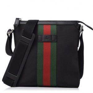 Gucci Techno Canvas Web Messenger Bag in Black. Like new